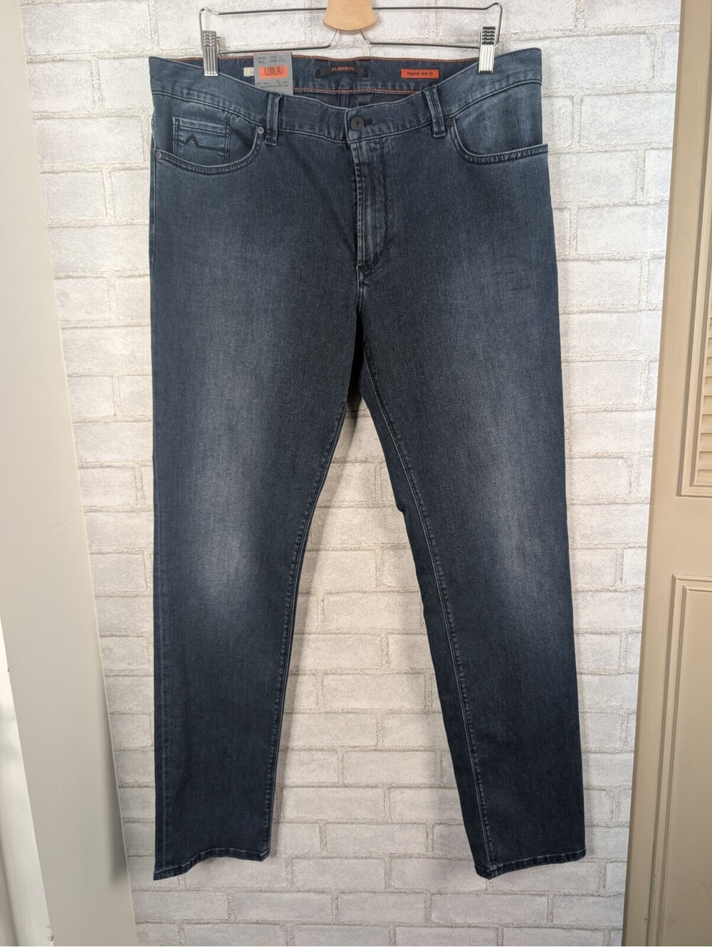 Alberto Men's 38/34 Jeans Regular Slim Fit Stretch Denim 4809 Pipe 38 NWT
